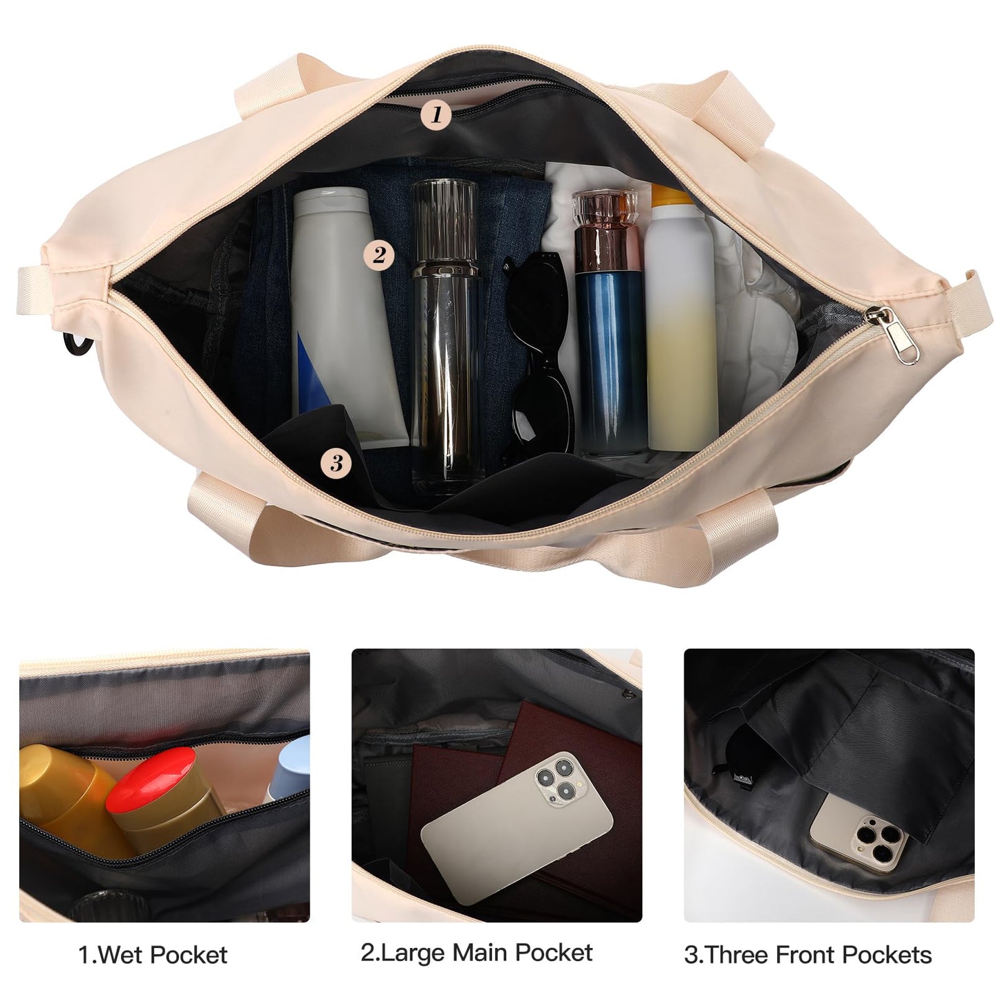 Pink Expandable Travel Duffel with Wet Pocket