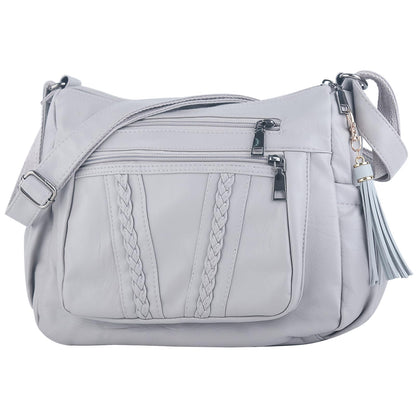 ELDA Chic Crossbody: Soft PU Leather Multi-Pocket Bag