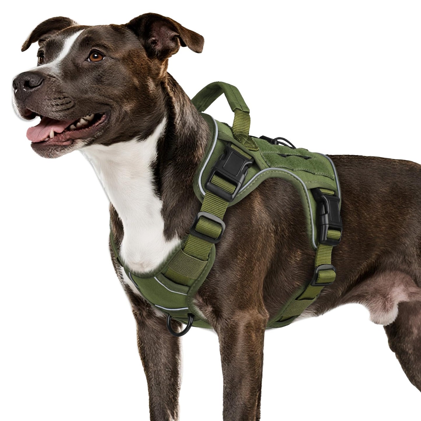 GuardianGrip Tactical Dog Vest - Large, Reflective, Green