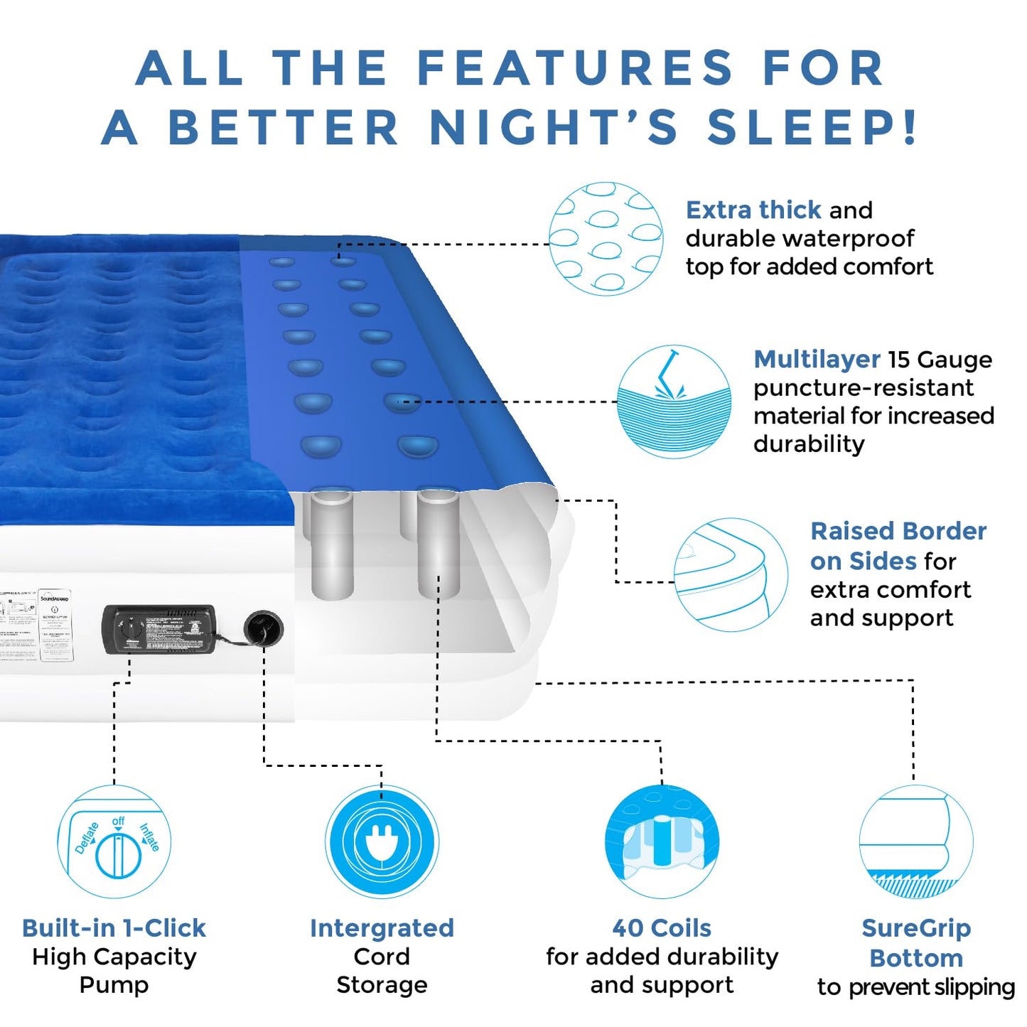 DreamNest Luxe Air Mattress with ComfortCoil Tech