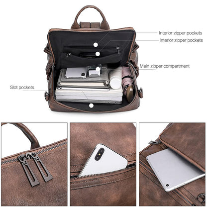 DUO-TONE Luxe Women's Leather Travel Backpack