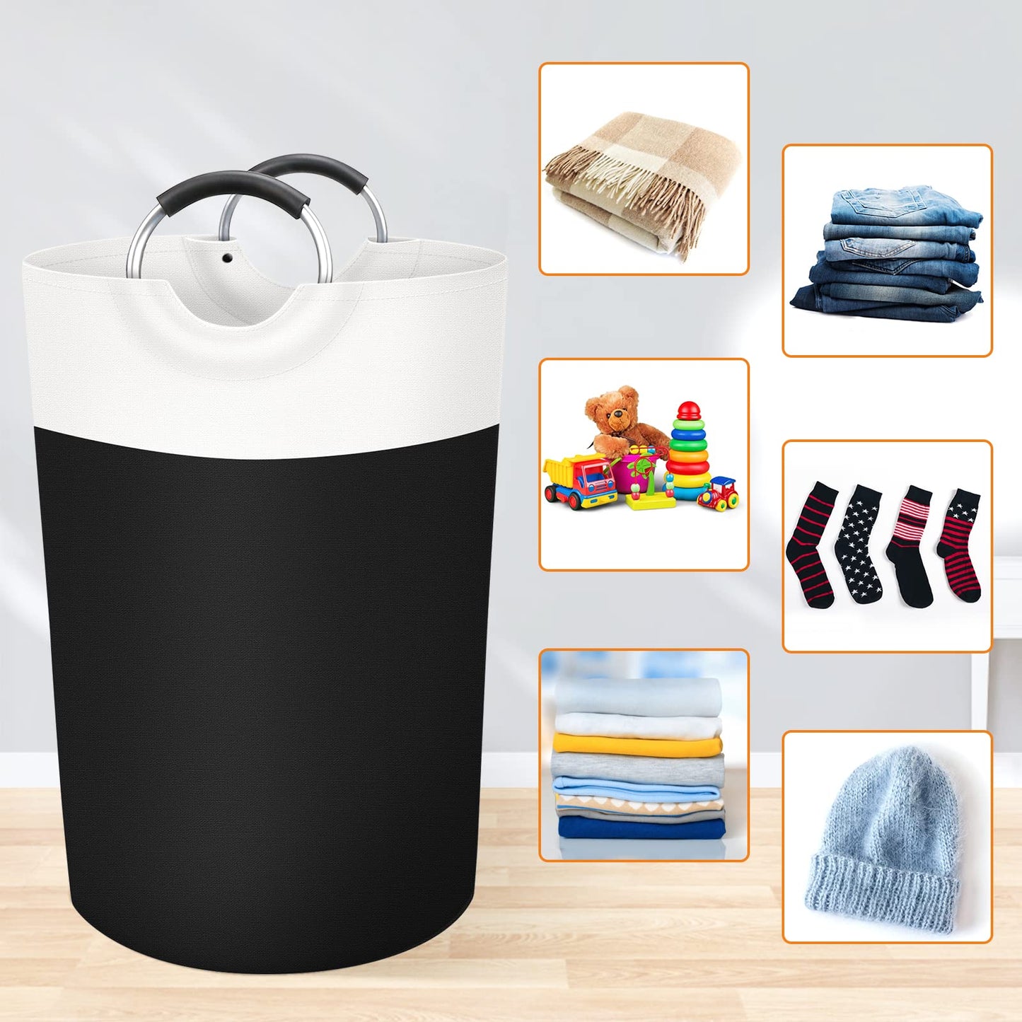 BlissTotes 90L Collapsible Laundry Hamper - Black
