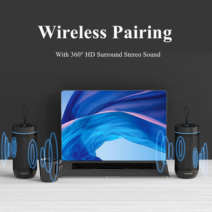 Comiso 360° Waterproof Bluetooth Speaker, 24H Playtime