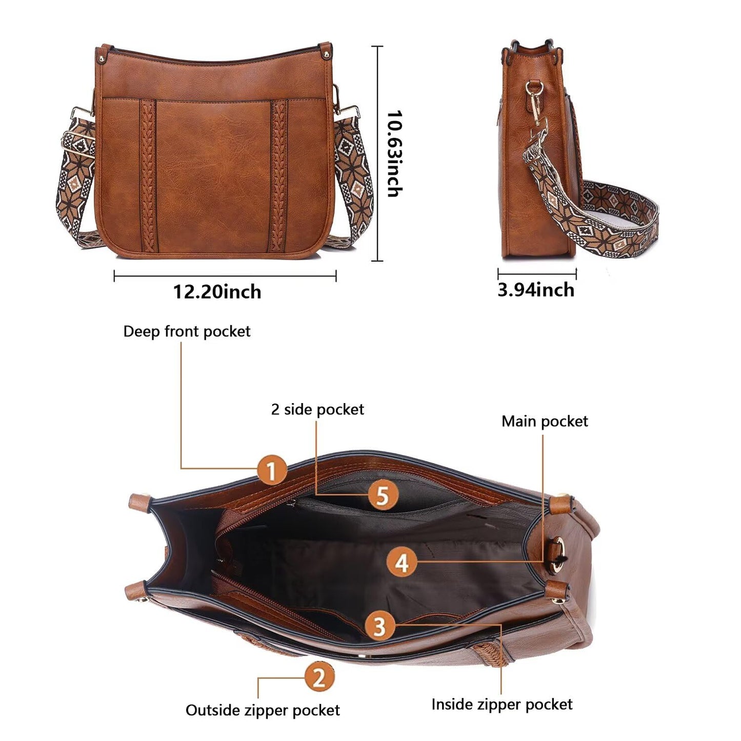 AUYOCO Chic Vegan Leather Crossbody Bag with Strap