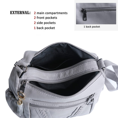 ELDA Chic Crossbody: Soft PU Leather Multi-Pocket Bag