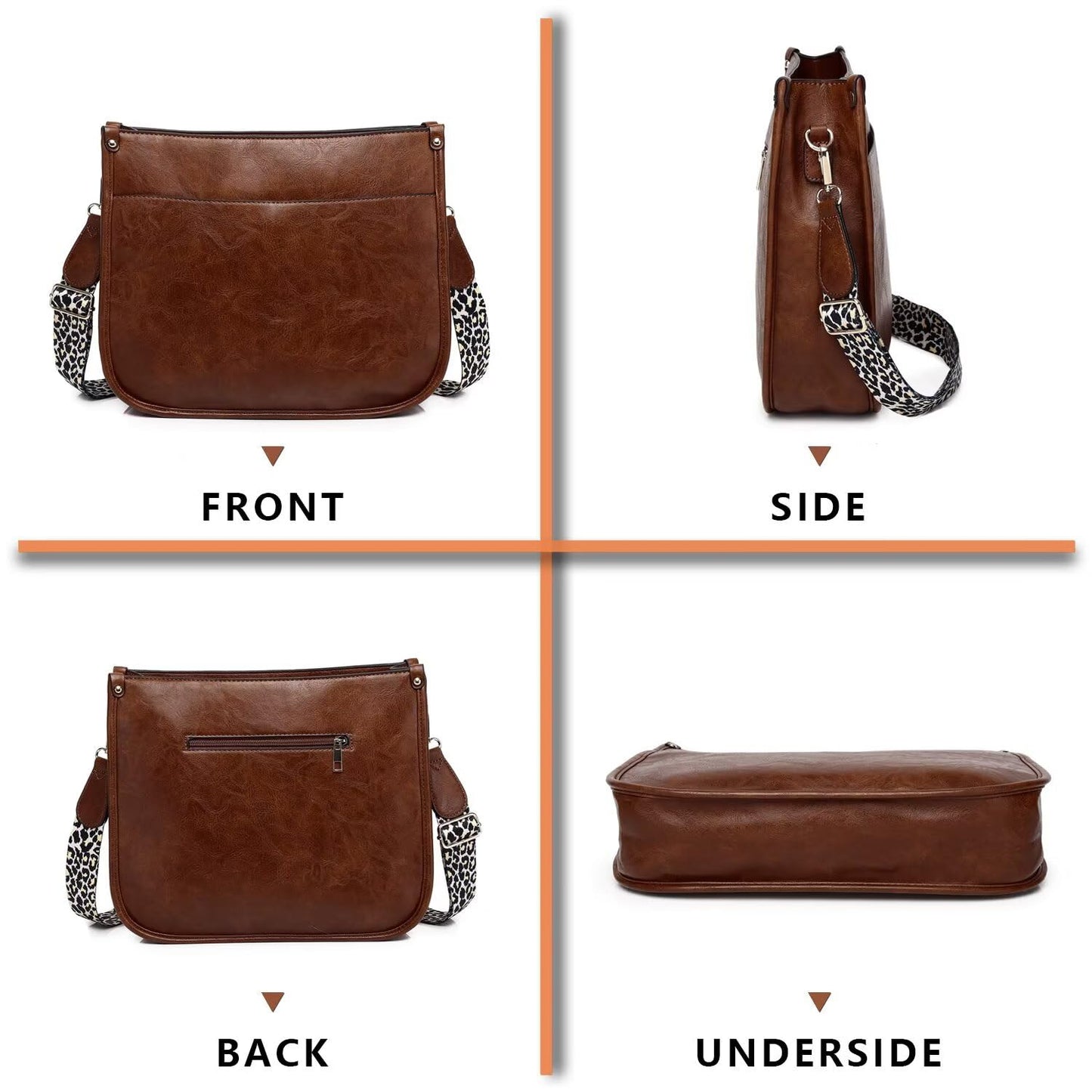 AUYOCO Chic Vegan Leather Crossbody Bag with Strap