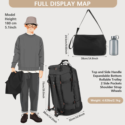 AquaRoll 29 Quilted Wheeled Duffle Backpack