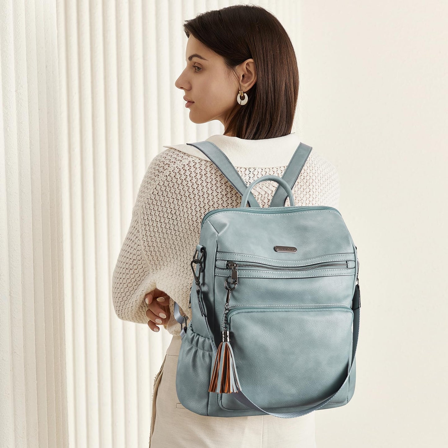 DUO-TONE Luxe Women's Leather Travel Backpack