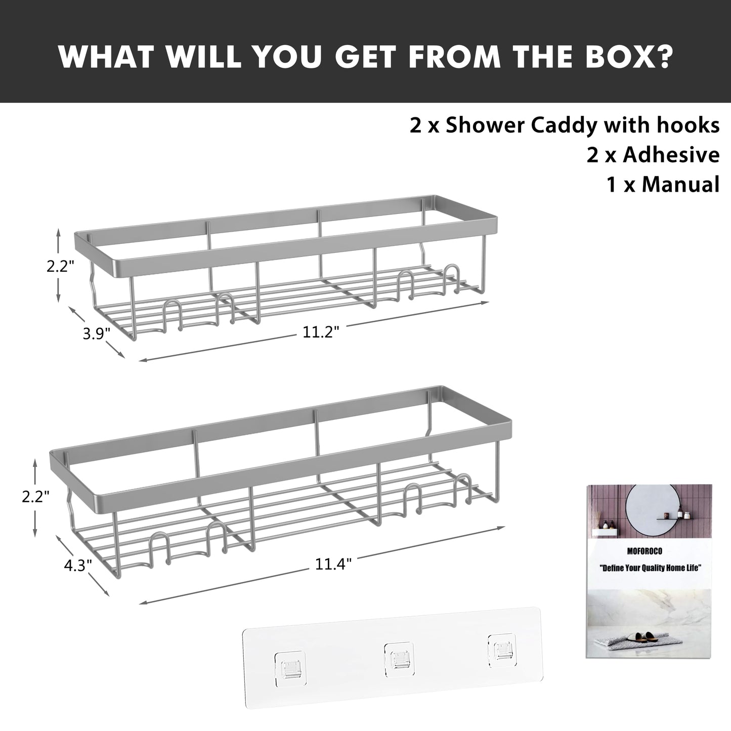 Moforoco Adhesive Shower Caddy Shelf Organizer