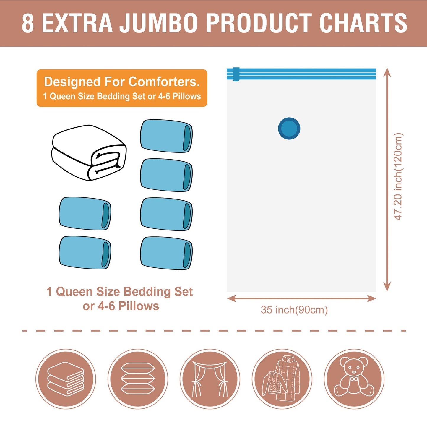 CozyVac Travel Bags with Pump - 6 Pack Space Savers