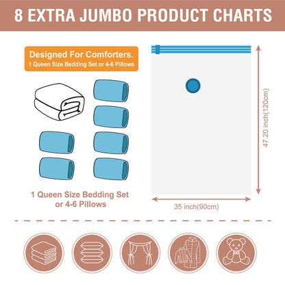 CozyVac Travel Bags with Pump - 6 Pack Space Savers