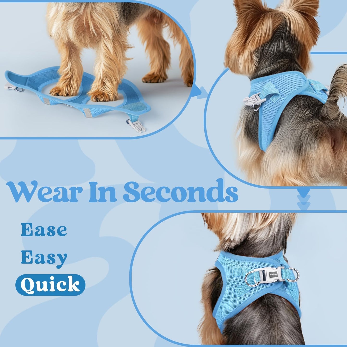 BunnyStep: Reflective Mesh Harness for Small Dogs