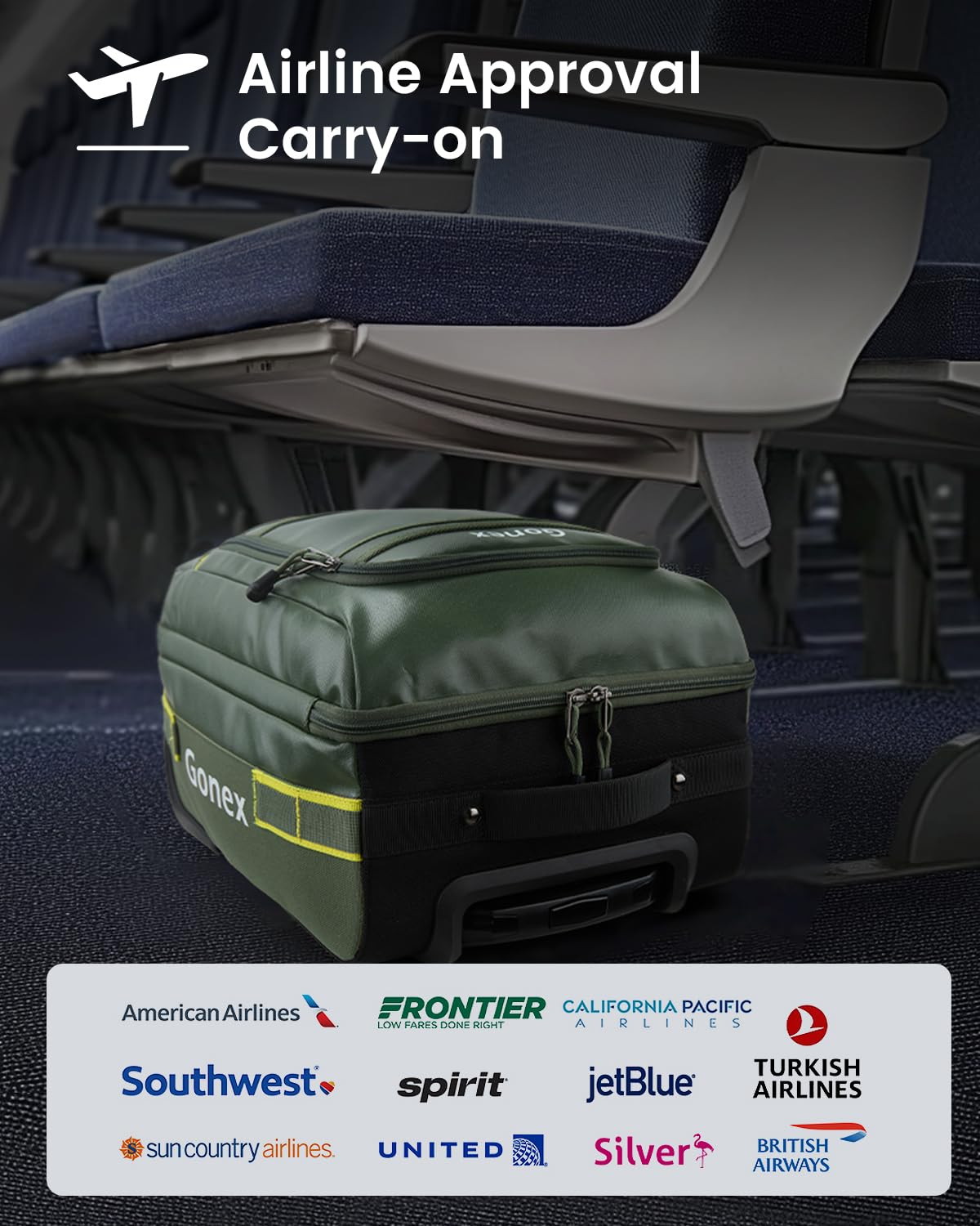 Gonex 70L Wheeled Duffle - Olive Green Travel Bag