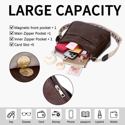 AUYOCO Chic Vegan Leather Crossbody Bag with Strap