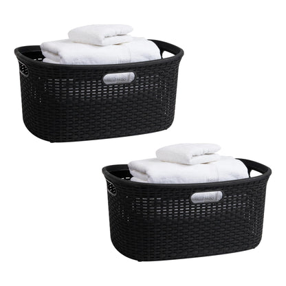 Ivory Wicker Mind Reader 40L Laundry Basket