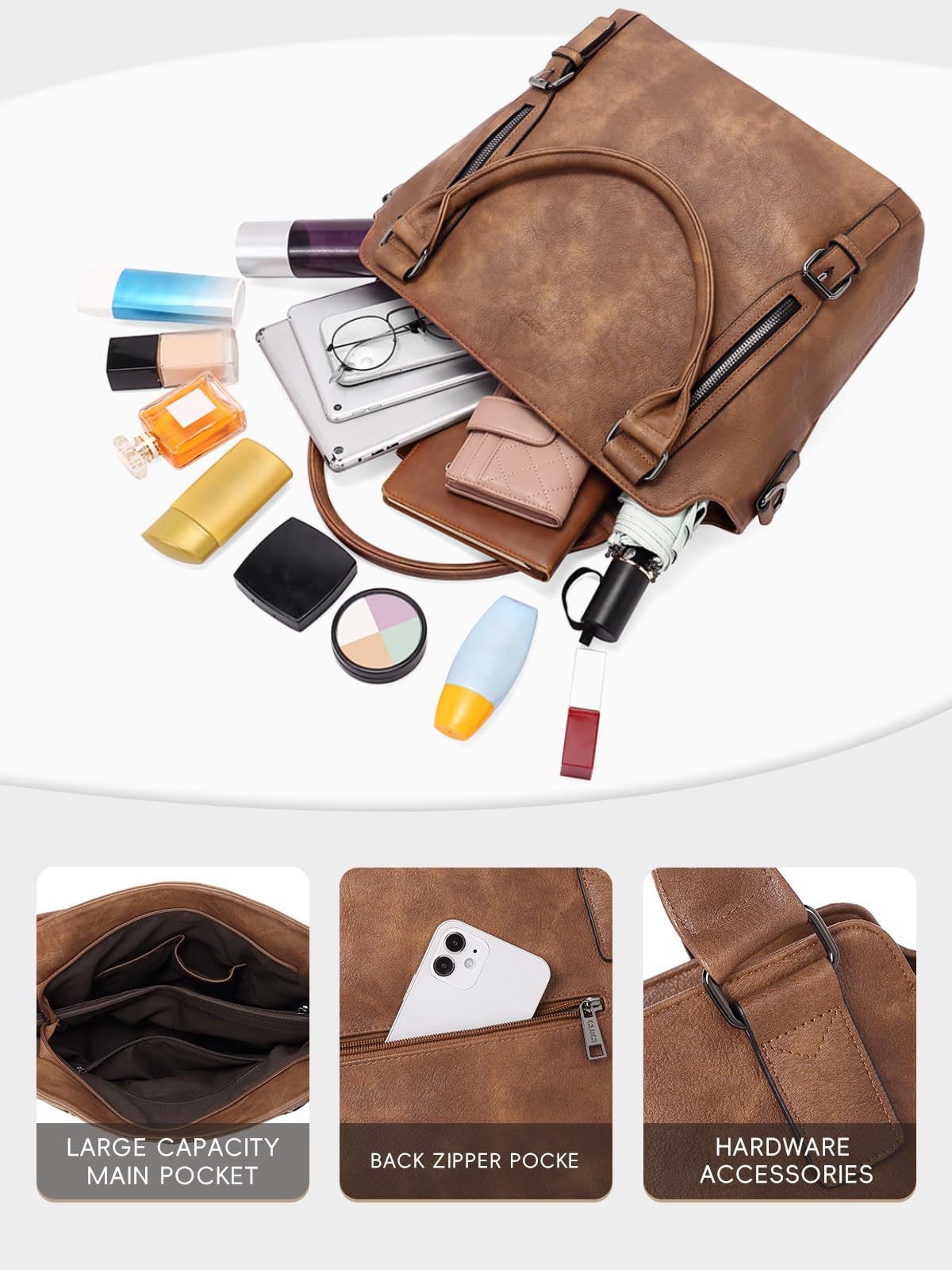 CLUCI Eco Luxe Vegan Leather Tote Bag