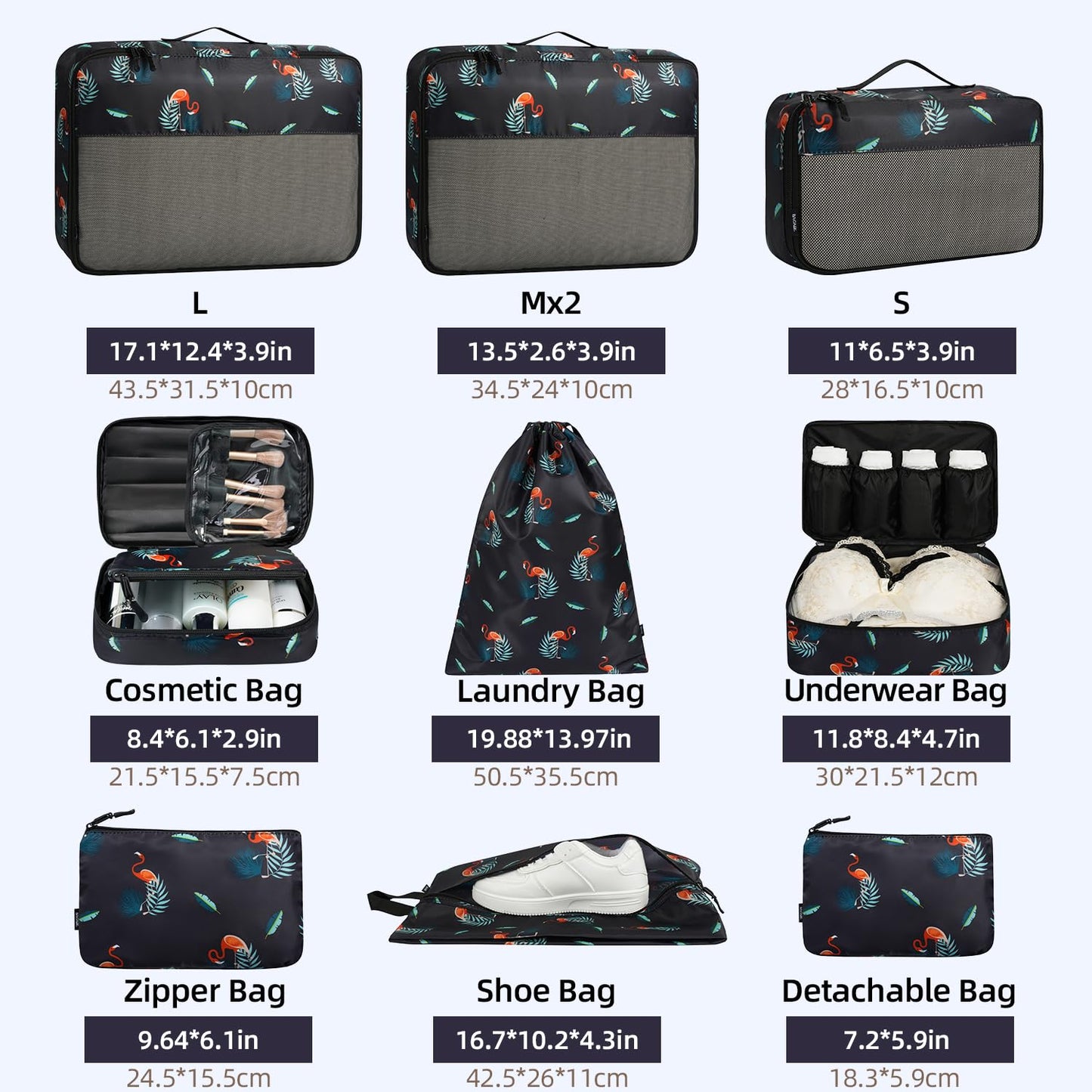 BAGAIL Travel Cubes: 8/9 Set Packing Organizers