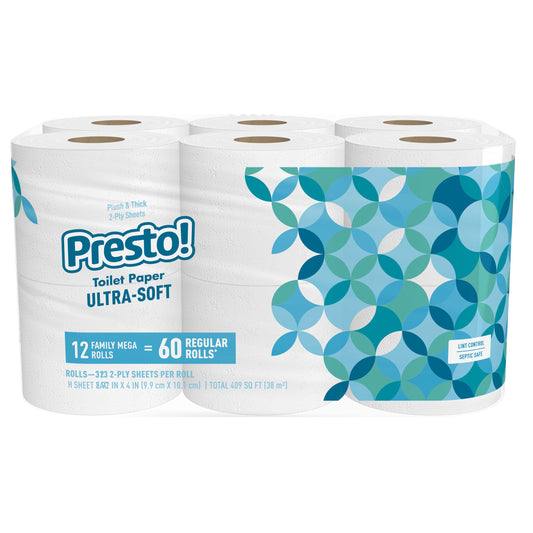Presto! Ultra-Soft 2-Ply Family Mega Rolls Pack