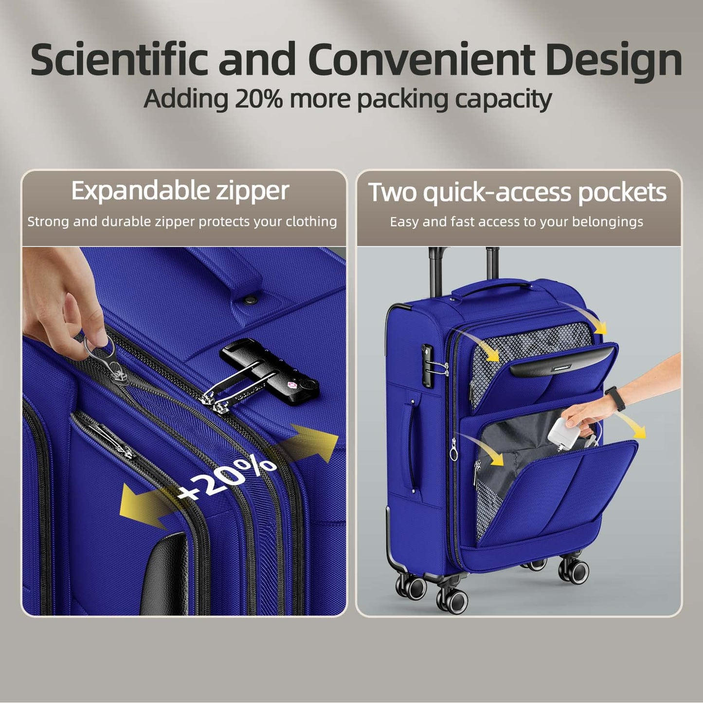 SHOWKOO Armygreen 3-Piece Expandable Luggage Set