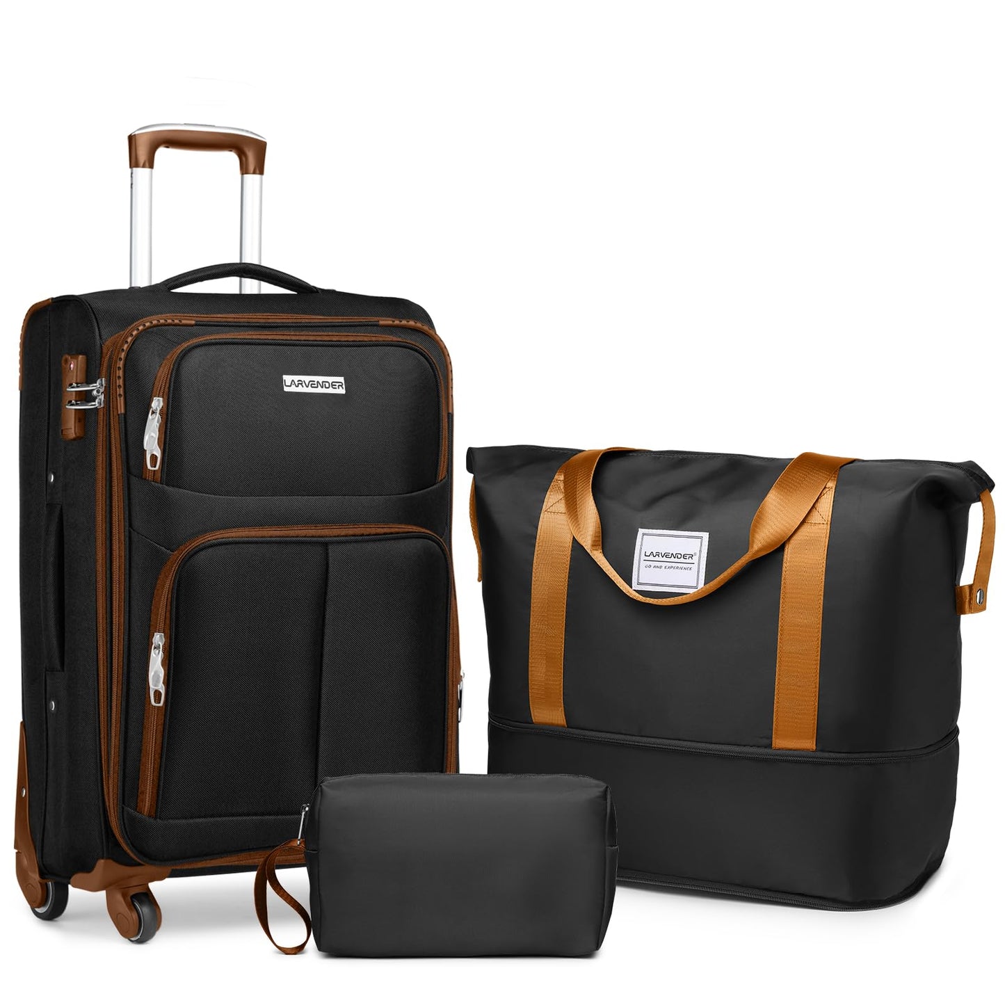 LARVENDER Expandable 5-Piece Spinner Luggage Set