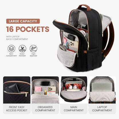 Chic Leather Laptop Backpack for Women - LoveVook