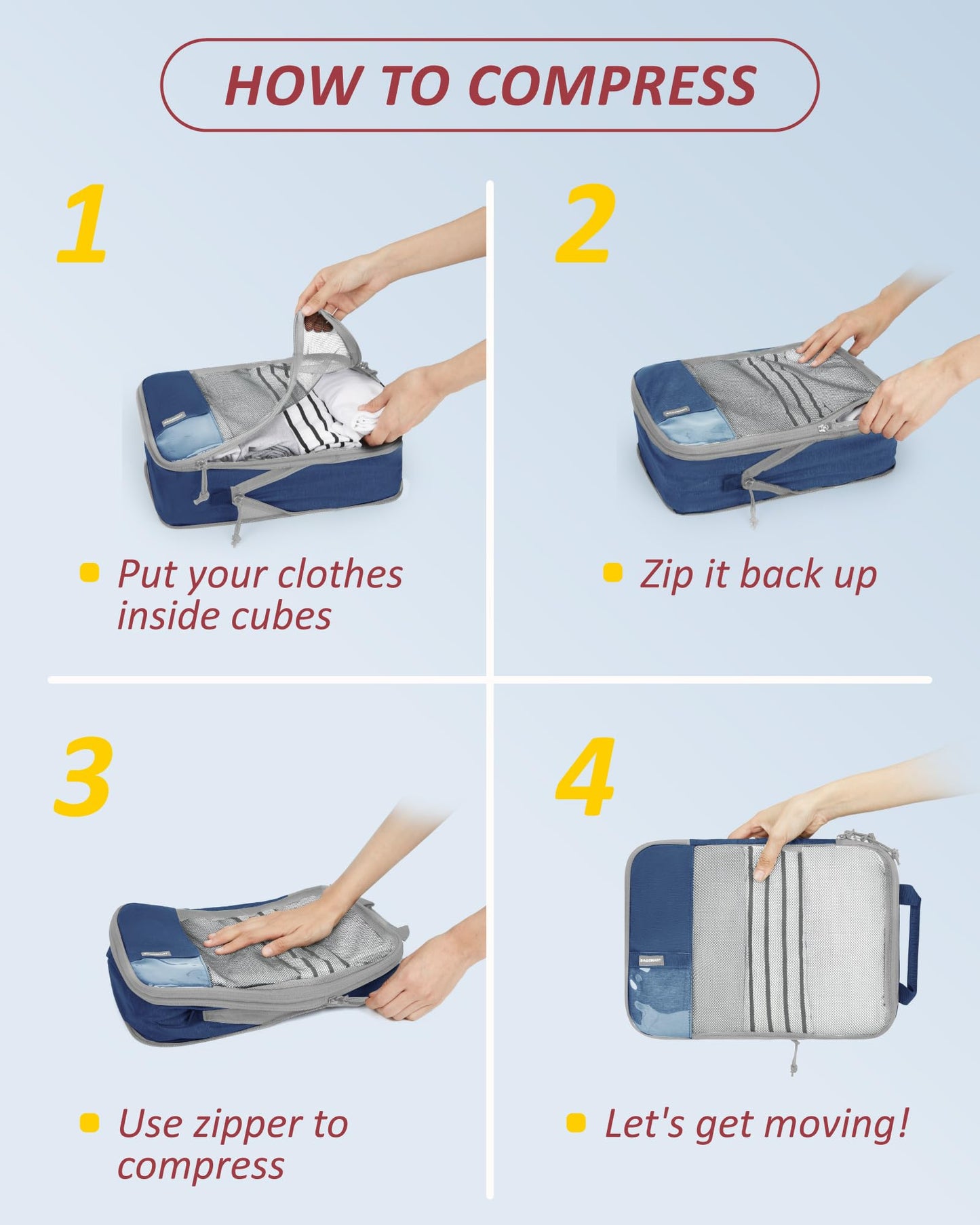 PackPro 6 Set Compression Cubes for Travel