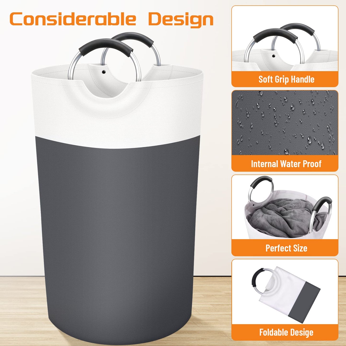 BlissTotes 90L Collapsible Laundry Hamper - Black
