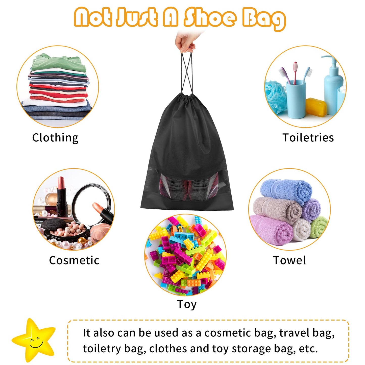 Travel Clear Shoe Bags - 5 Pack Waterproof Storage