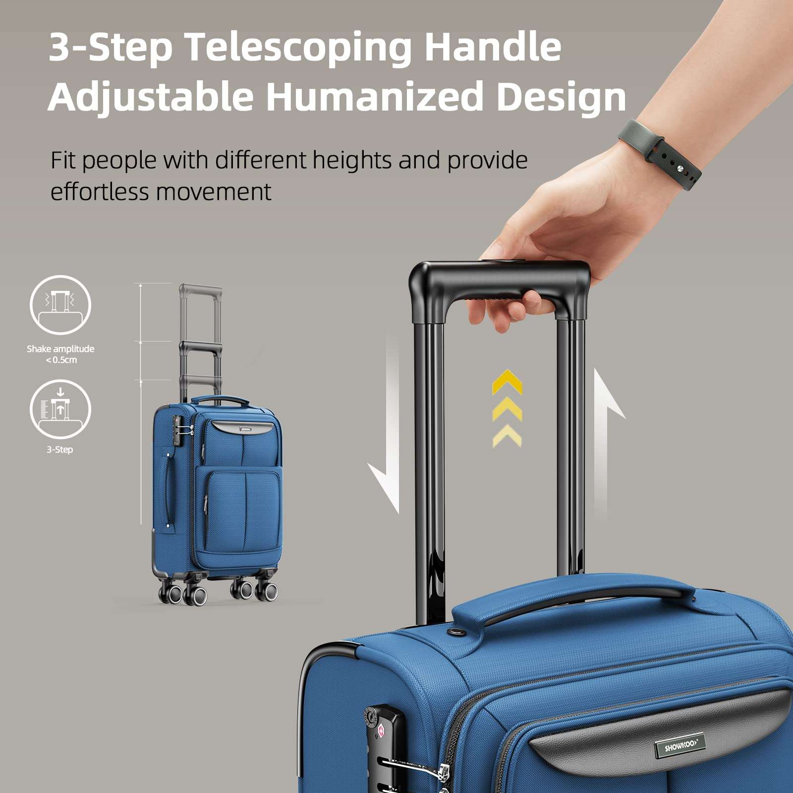 SHOWKOO Armygreen 3-Piece Expandable Luggage Set