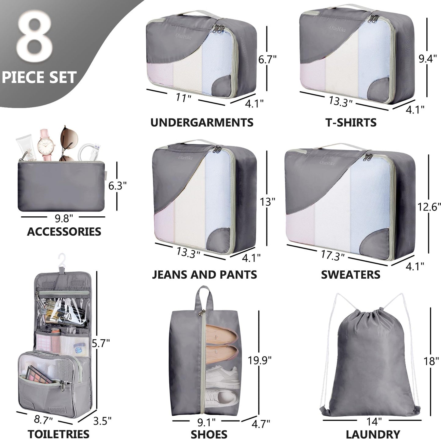 OlarHike Travel Cube Set - Cream Organizer & Gifts