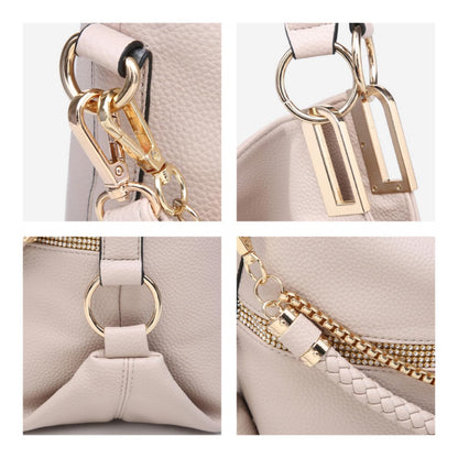 Dasein Luxe Vegan Hobo Bag with Rhinestones