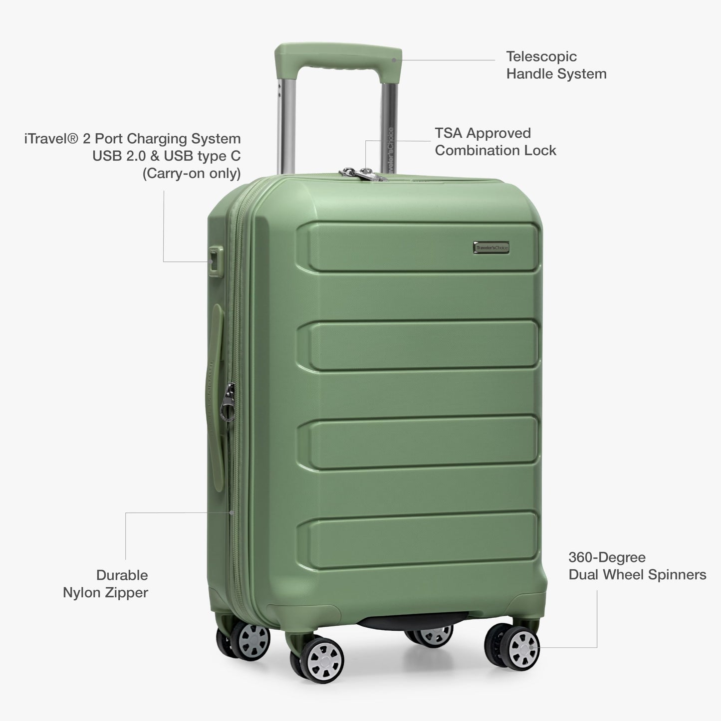 Traveler's Choice Indestructible 22 Spinner Carry-on