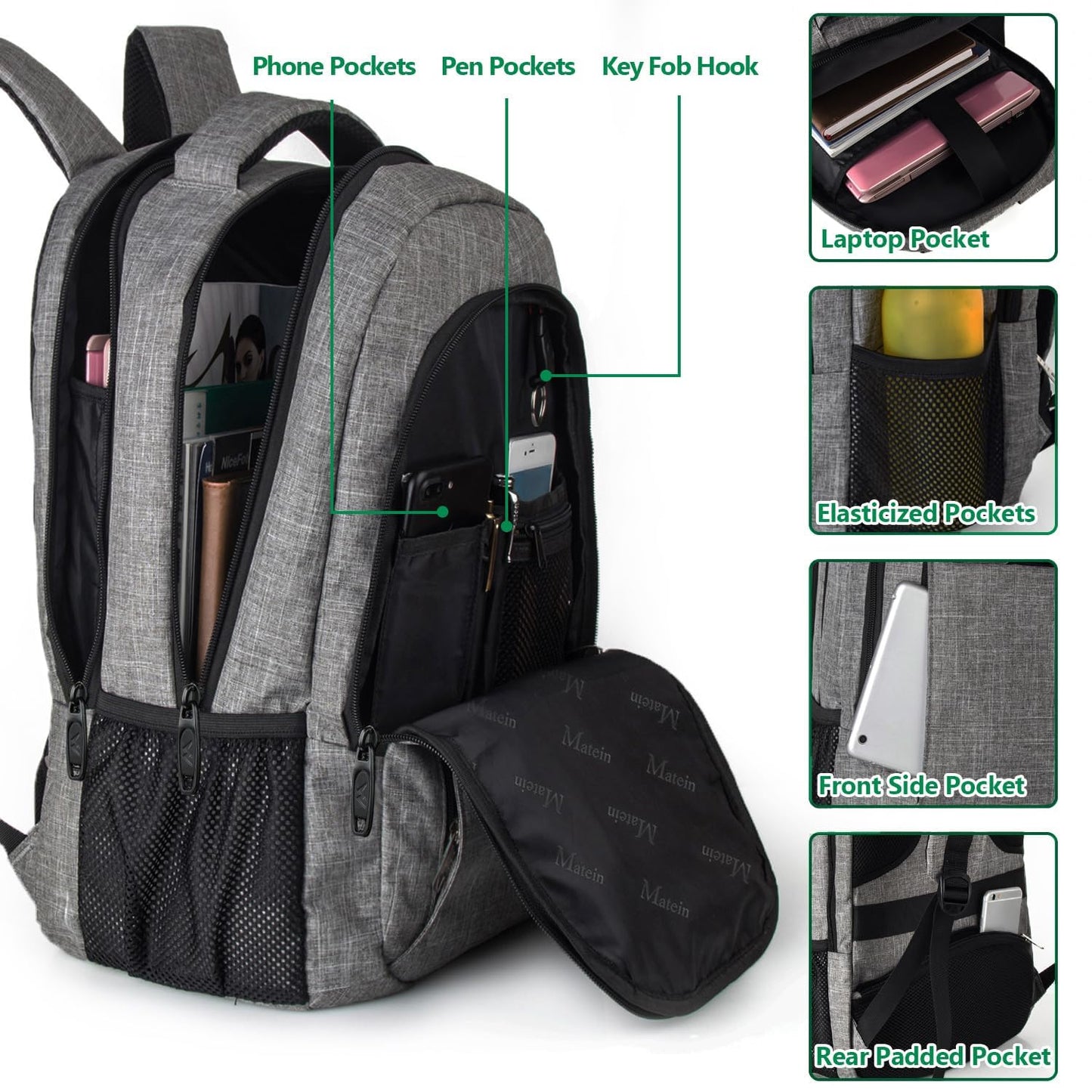 MATEIN SleekGuard Laptop Backpack with USB Port