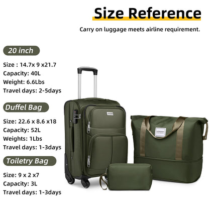 LARVENDER Expandable 5-Piece Spinner Luggage Set