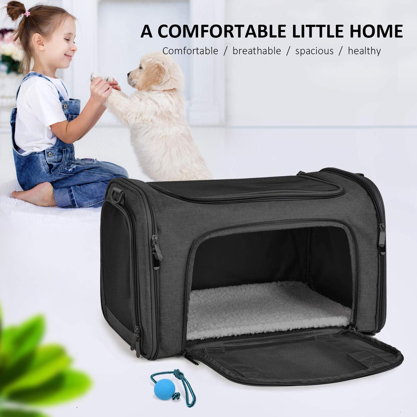 PawsVoyage: Grey TSA-Approved Pet Carrier (15lbs Max)