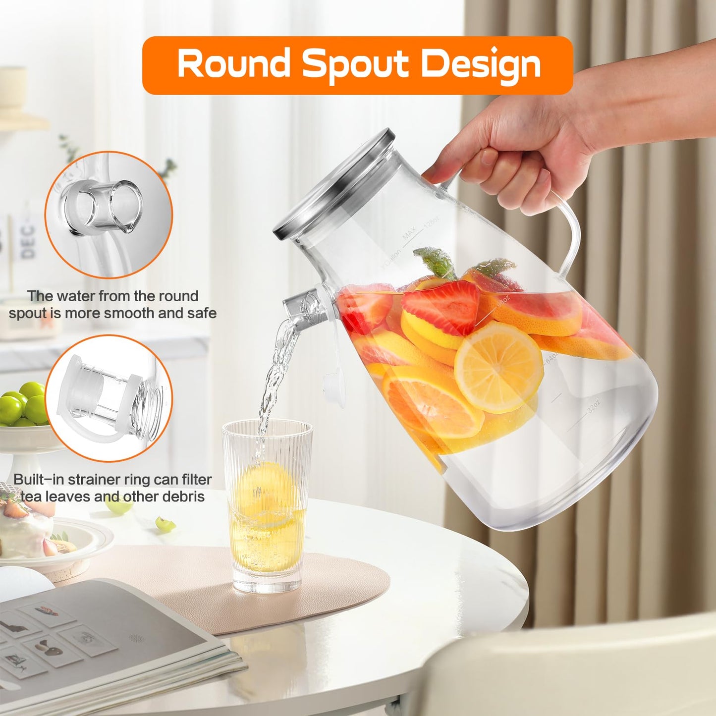 Aofmee Stainless Precision Pitcher - 68oz Borosilicate