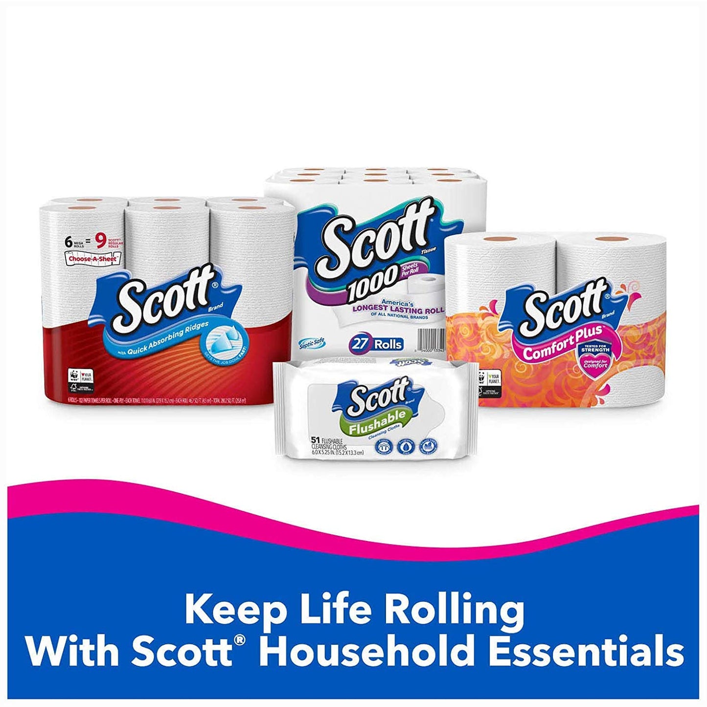 Scott SoftEase: 12 Double Rolls, Septic-Safe Tissue