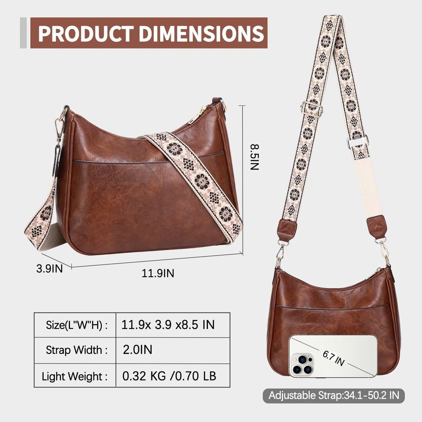 AUYOCO Chic Vegan Leather Crossbody Bag with Strap