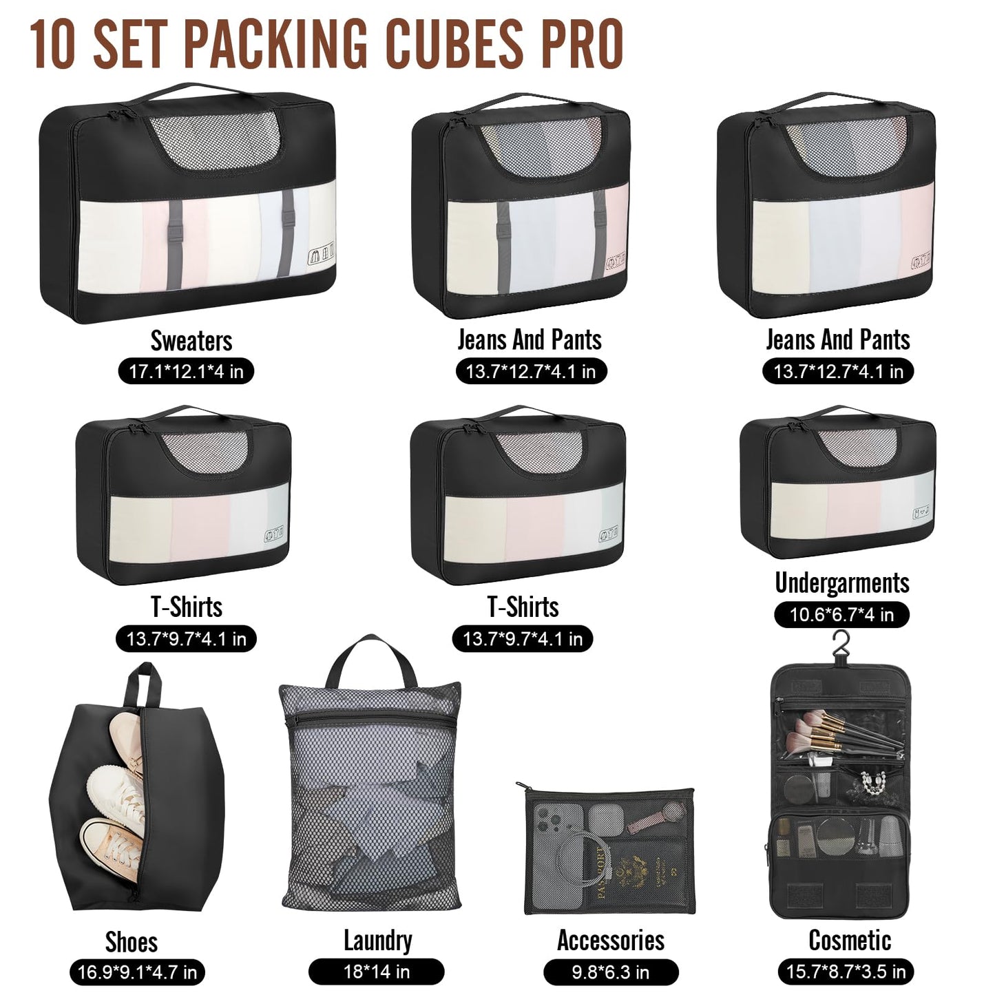 Veken Travel Cubes - 8 Piece Set