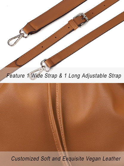 AFKOMST Chic Leather Bucket & Crossbody Bag Set
