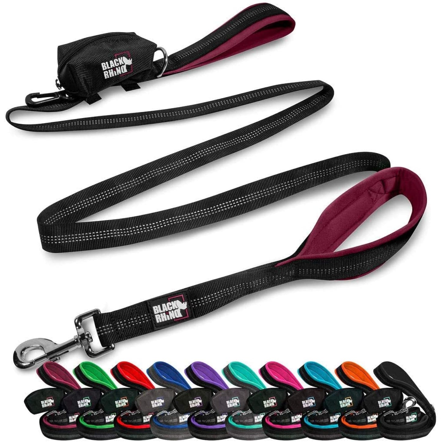 RhinoGrip Aqua: Double Handle Reflective Dog Leash