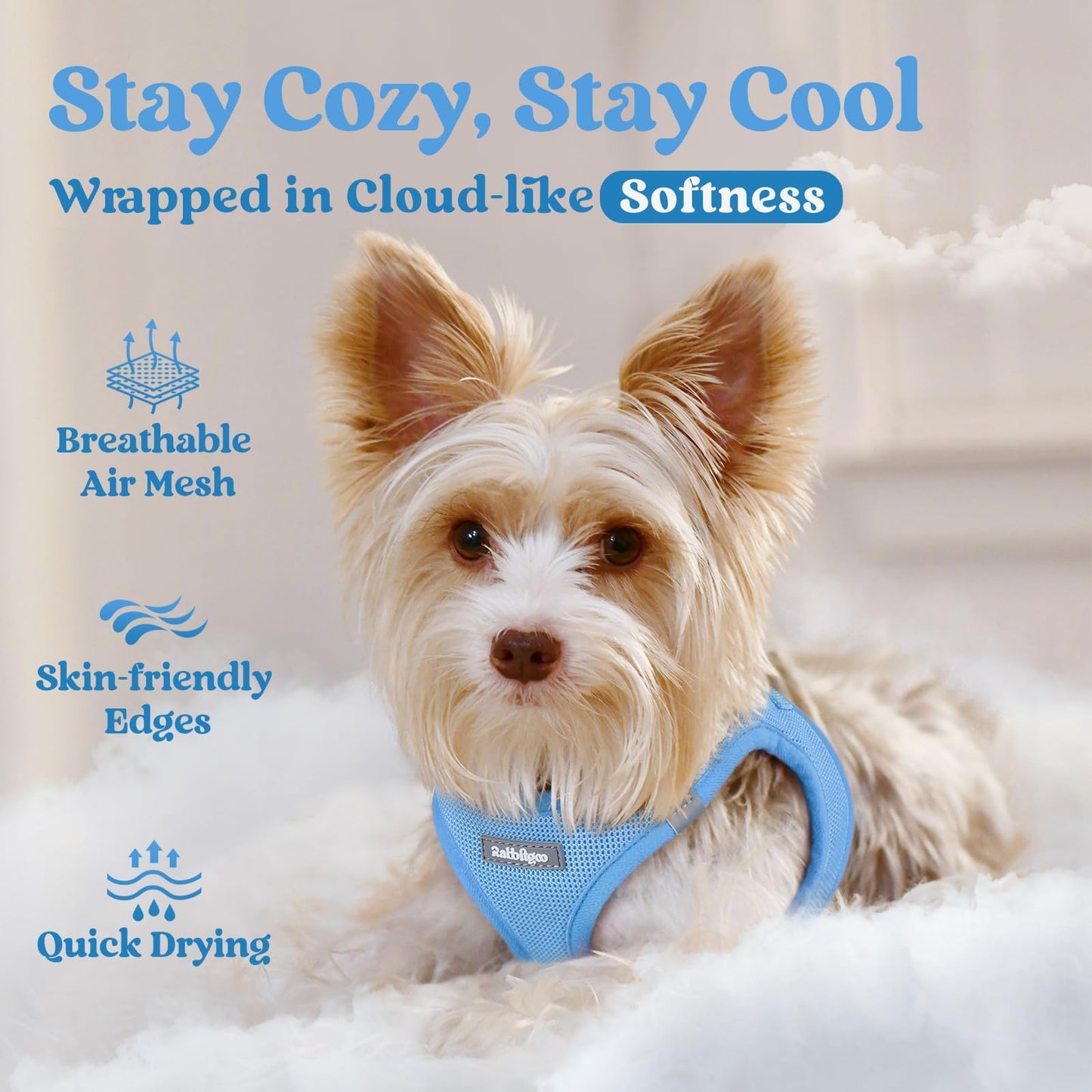 BunnyStep: Reflective Mesh Harness for Small Dogs