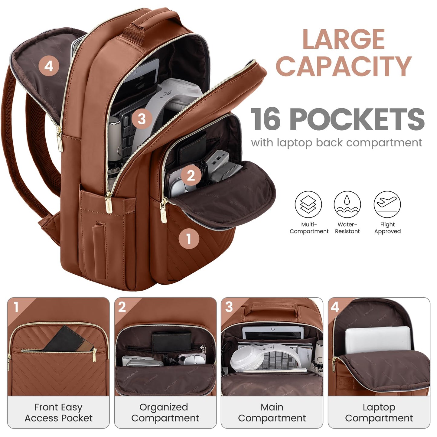 Chic Leather Laptop Backpack for Women - LoveVook