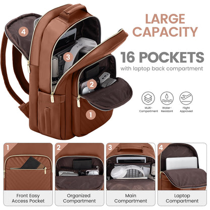 Chic Leather Laptop Backpack for Women - LoveVook