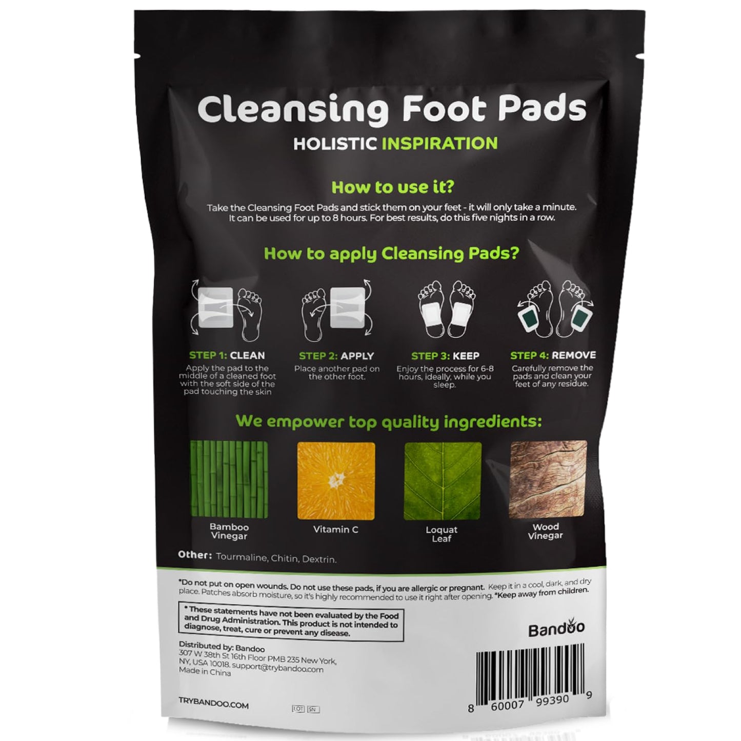 Bamboo Bliss Deep Cleansing Foot Pads - 10 Pack
