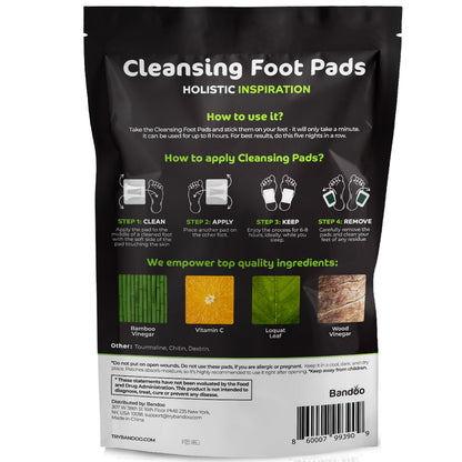 Bamboo Bliss Deep Cleansing Foot Pads - 10 Pack