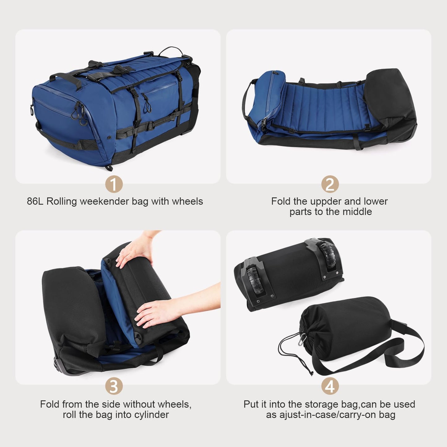 AquaRoll 29 Quilted Wheeled Duffle Backpack