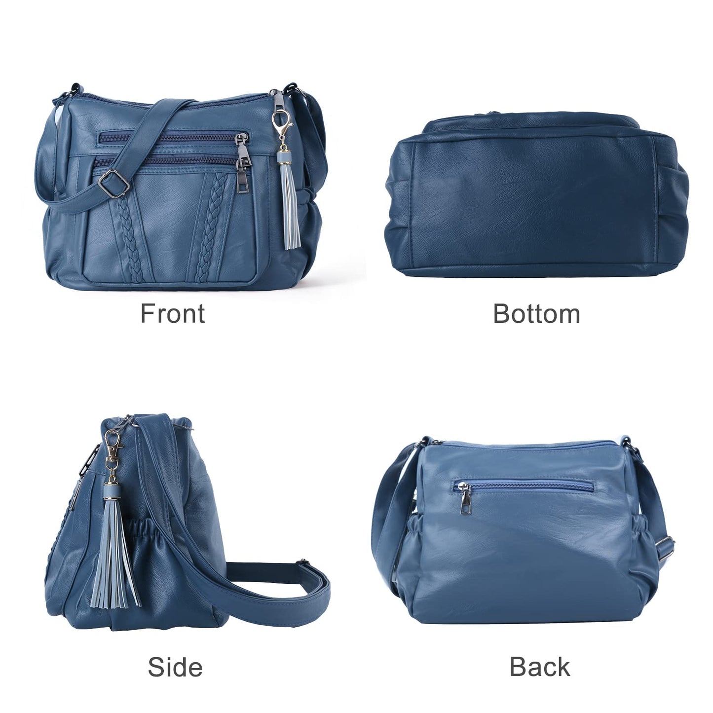 ELDA Chic Crossbody: Soft PU Leather Multi-Pocket Bag