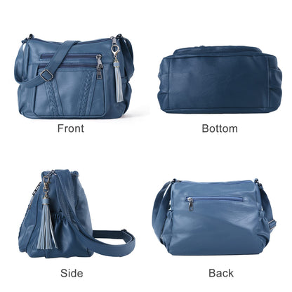 ELDA Chic Crossbody: Soft PU Leather Multi-Pocket Bag