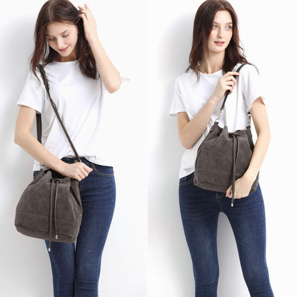 AFKOMST Chic Leather Bucket & Crossbody Bag Set